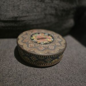 Made In England Vintage Painted Floral Tin Box